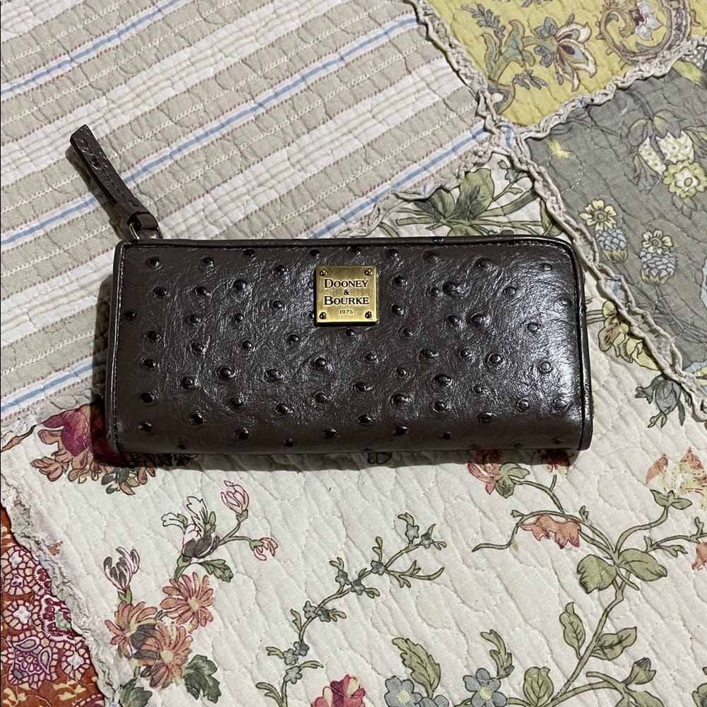 Dooney & Bourke Dark Gray Ostrich Leather Wallet